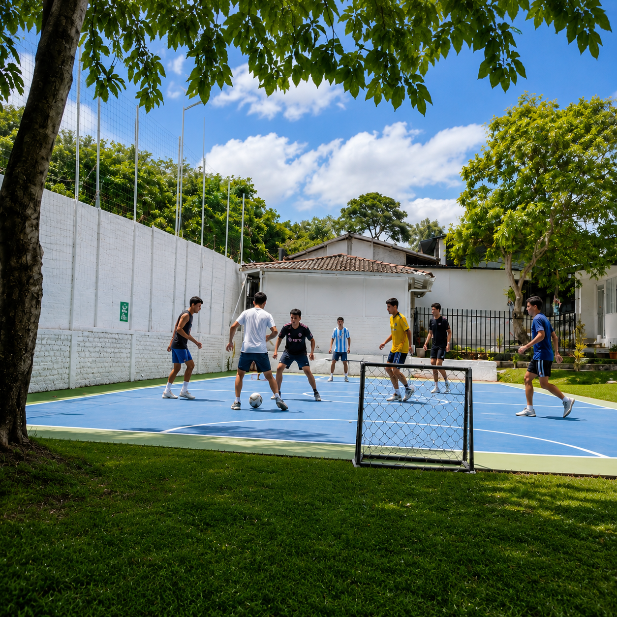 Cancha de fútbol y áreas verdes